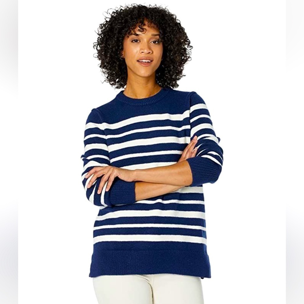 Draper James NEW  Pullover Crewneck Classic Navy White Striped Women’s Sz M